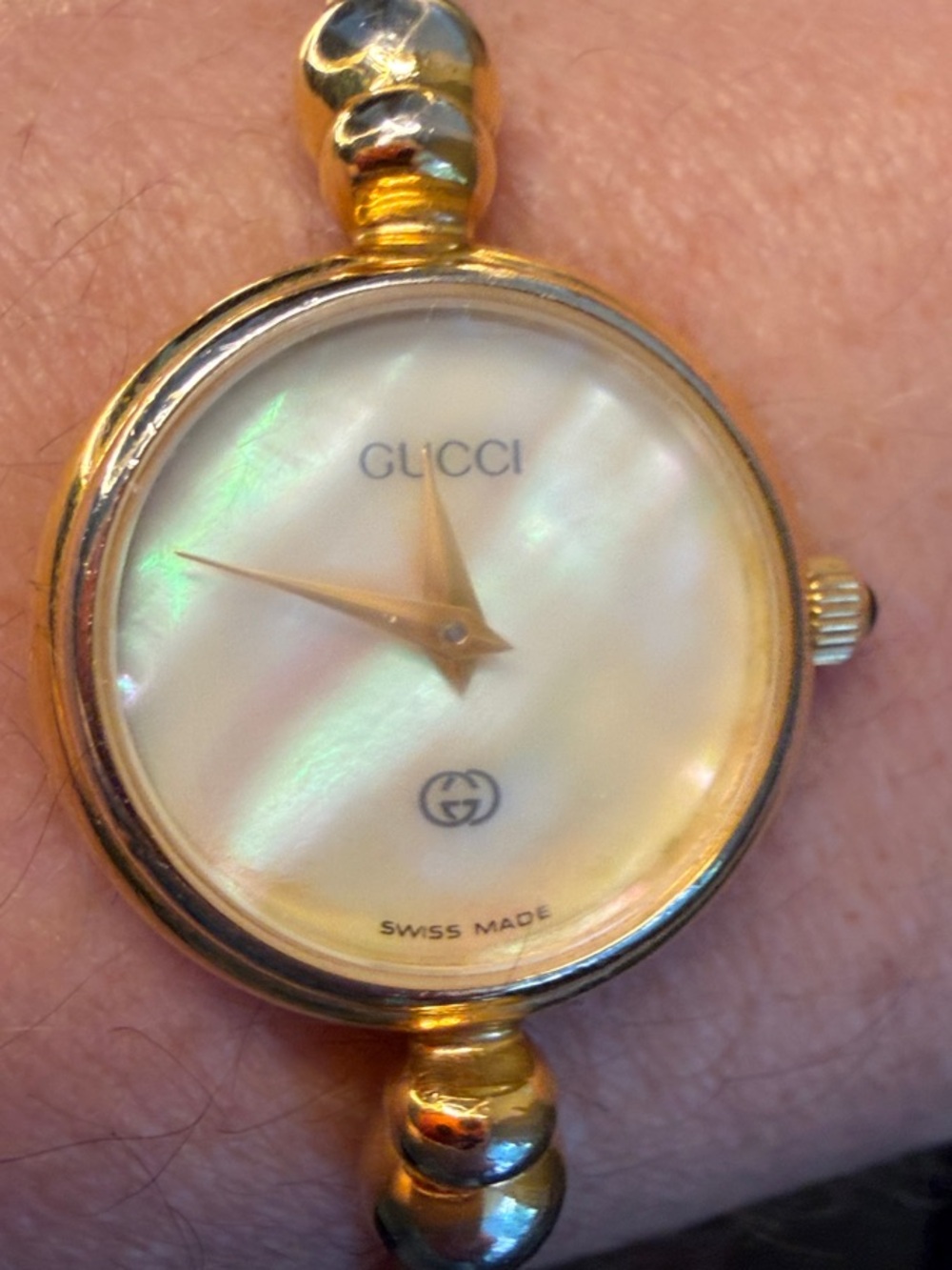 Gucci Two-Tone Cable Bangle Watch in Gold and Silver